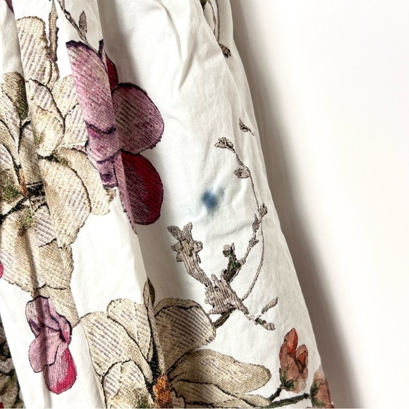 ADAM LIPPES Floral Short Sleeve Ruffle Trim Cinch Tie Waist Shirred Maxi Dress 4 - Picture 6 of 6